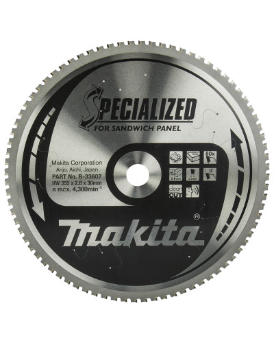 Makita B-33607 | Пиляльний диск Makita Specialized 355x30 мм 80T: сендвіч панелі B-33607