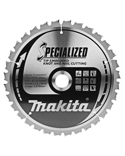 Makita B-40624 | Пильный диск SPECIALIZED 260x30 мм 32T Makita, дерево с гвоздями B-40624