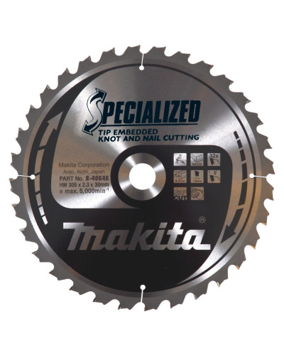 Makita B-40646 | Пиляльний диск для деревини з цвяхами Makita SPECIALIZED 305x30 мм 32 зуб, B-40646