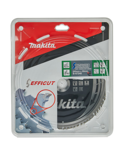 Пильный диск Makita Efficut SPECIALIZED: дерево 260х30 мм 80Т B-67240  - фото 4