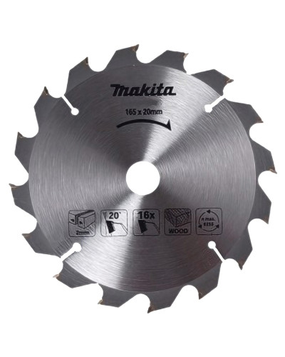 Makita D-52554 | Пиляльний диск Makita ТСТ по дереву 165ммx20мм x 16 зубів, D-52554