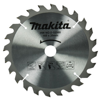 Makita D-52560 | Пильный диск Makita ТСТ по дереву 165x20мм x 24 зуб, D-52560