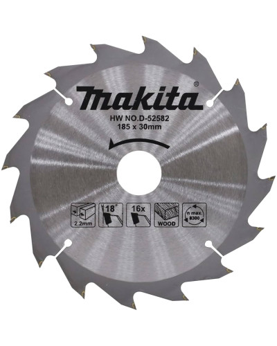 Makita D-52582 | Пиляльний диск Makita ТСТ по дереву 185x30мм x 16 зубів, D-52582