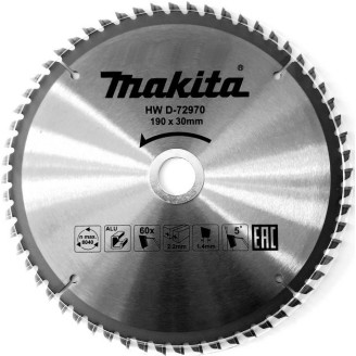 Makita D-72970 | Пиляльний диск Makita TCT: алюміній 190 мм 60 зубів D-72970