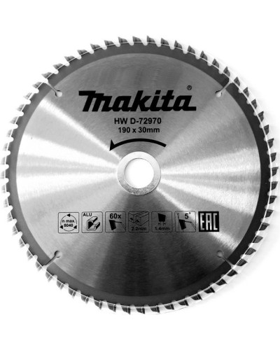 Makita D-72970 | Пильный диск Makita TCT: алюминий 190 мм 60 зубов D-72970