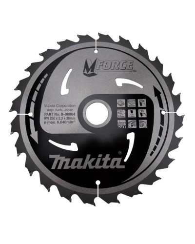 Makita B-08084 | Пиляльний диск Makita MForce по дереву 230x30мм x 24 зуб, B-08084