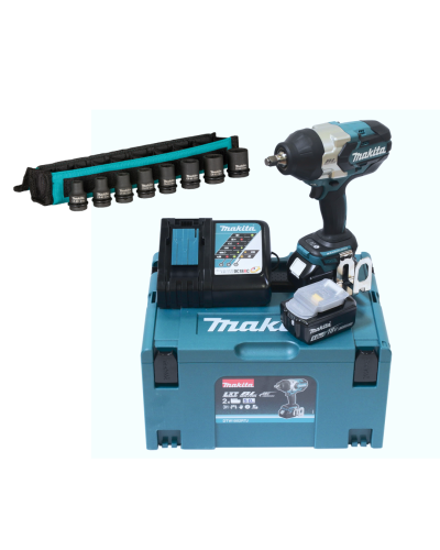 Makita DTW1002RTJ_1 | Аккумуляторный ударный гайковерт MAKITA LXT DTW1002RTJ + набор ударных головок E-02989