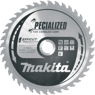 Makita e-12223 | Диск пиляльний по композитному матеріалу Efficut Specialized, 165x20 мм 40T e-12223