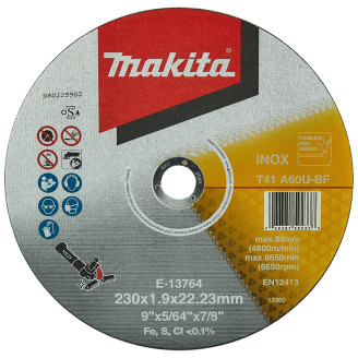Makita e-13764 | Тонкий відрізний диск для металу та нержавіючої сталі 230х1,9 60U, плаский e-13764