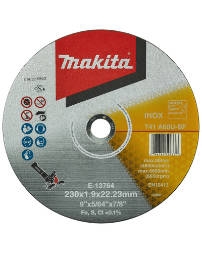 Makita e-13764 | Тонкий відрізний диск для металу та нержавіючої сталі 230х1,9 60U, плаский e-13764
