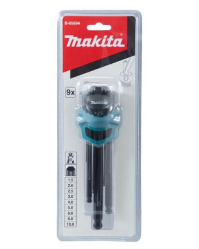 Набір шестигранних ключів Makita 9 шт. (1.5, 2, 2.5, 3, 4, 5, 6, 8, 10 мм), B-65894  - фото 4