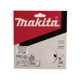 Набір білого шліфувального паперу Ø150 мм К240 9 отворів (10 шт.) Makita P-37910