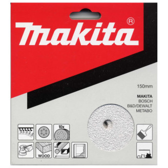 Набір білого шліфувального паперу Ø150 мм К80 6 отворів (50 шт.) Makita P-37764
