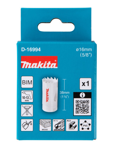 Свердлильна коронка Makita HSS-Bi-Metal 16мм, D-16994  - фото 4