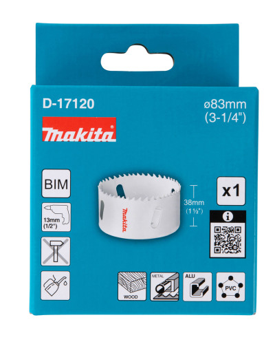 Свердлильна коронка Makita HSS-Bi-Metal 83мм, D-17120 - фото 4 Свердлильна коронка Makita HSS-Bi-Metal 83мм, D-17120 - фото 4