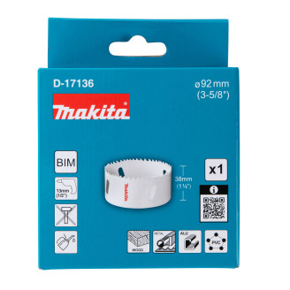 Свердлильна коронка Makita HSS-Bi-Metal 92мм, D-17136