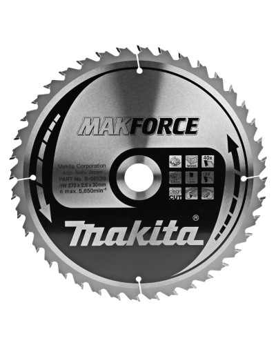 Makita B-08539 | Пиляльний диск Makita MAKForce: дерево 270 мм 40 зубів B-08539