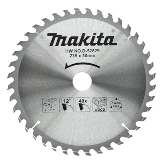 Makita D-52629 | Пиляльний диск Makita ТСТ: дерево 235x30мм x 40 зубів D-52629