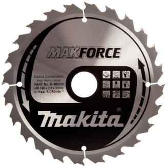 Makita B-08355 | Пиляльний диск Makita MAK Force по дереву 190x30мм x 24 зуб, B-08355