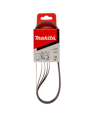 Makita P-43365 | Набір шліфувальних стрічок MAKITA 13х533 мм K120, 5 шт, P-43365