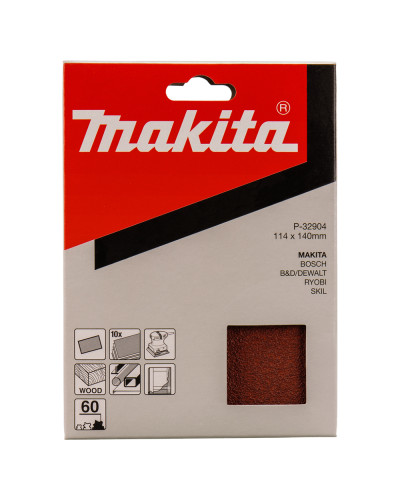 Makita P-32904 | Набір шліфувального паперу MAKITA 114х140 мм K60 10 шт, P-32904