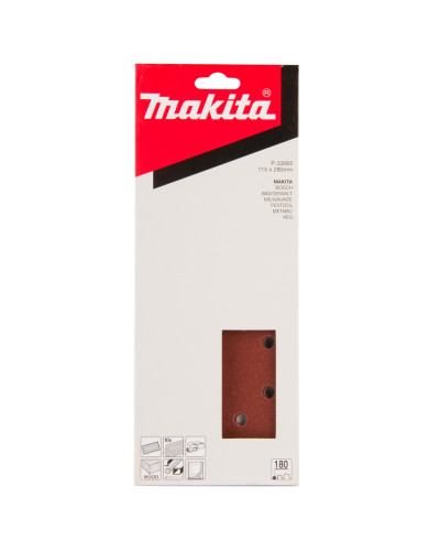Makita P-33065 | Набір шліфувального паперу MAKITA 115х280 мм K180, 14 отворів, 10 шт, P-33065