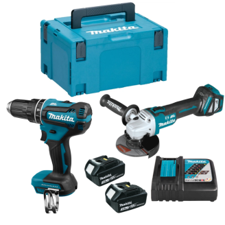 Makita SET-DHP485RFJ-0126 | Набір акумуляторного інструменту дриль-шурупокрут  DHP485RFJ +кутова шліфмашина DGA513Z