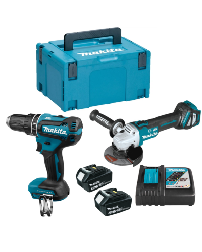 Makita SET-DHP485RFJ-0126 | Набір акумуляторного інструменту дриль-шурупокрут DHP485RFJ +кутова шліфмашина DGA513Z