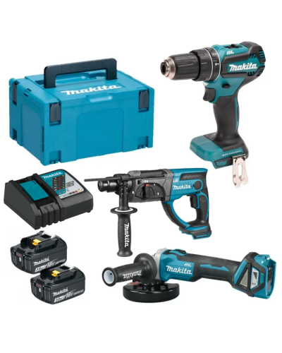 Makita SET-DHP485RFJ-0726 | Набір акумуляторних інструментів Makita LXT Набір DHP485RFJ + DGA511Z + DHR202Z