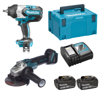Набор инструментов Makita LXT гайкокрут DTW1002RTJ и угловая шлифмашина DGA504Z
