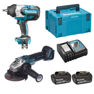 Makita SET-DTW1002Z-0126 | Набір інструменту Makita LXT гайкокрут DTW1002RTJ та кутова шліфмашина DGA504Z