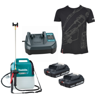 Makita SET-DUS054Z-XL-0726 | Акумуляторний оприскувач Makita LХТ DUS054Z + BLB182x2 + DCB18WA + футболка 