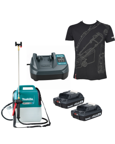 Makita SET-DUS054Z-XL-0726 | Акумуляторний оприскувач Makita LХТ DUS054Z + BLB182x2 + DCB18WA + футболка