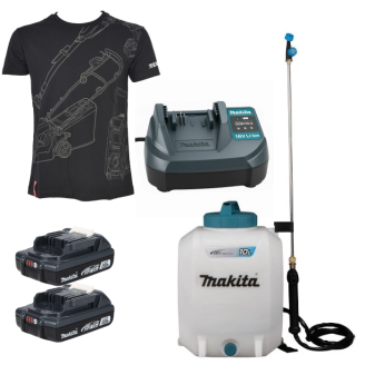 Makita SET-DUS108Z-XL-0726 | Акумуляторний обприскувач Makita LXT DUS108Z +  BLB182x2 + DCB18WA + футболка
