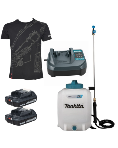 Makita SET-DUS108Z-XL-0726 | Акумуляторний обприскувач Makita LXT DUS108Z + BLB182x2 + DCB18WA + футболка