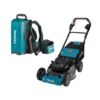 Makita SET-LM001CZ-0226 | Газонокосарка акумуляторна Makita LM001CZ + портативний рюкзак для акумуляторів PDC01, SET-LM001CZ-0226