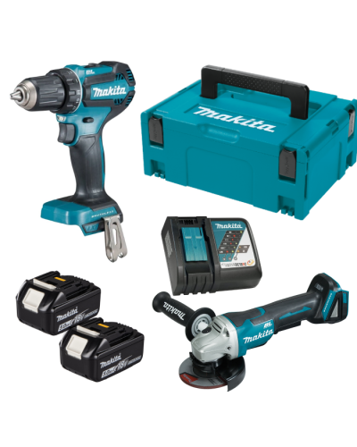 Makita SET-LXT-2 | Набір акумуляторного інструменту MAKITA LXT болгарка DGA504RTJ + дриль-шурупокрут DDF485Z