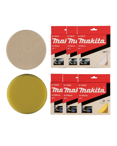 Makita SET-Polishing125-0825 | Набір полірувальних кругів D-74631x3, D-74653x3 (фетр.+ поролон 125 мм), SET-Polishing125-0825