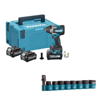 Makita TW001GM201_1 | Акумуляторний ударний гайкокрут MAKITA XGT TW001GM201 + Набір ударних головок Makita B-54651
