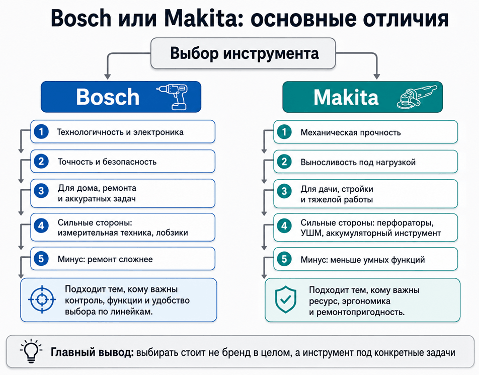 Сравнение Bosch и Makita