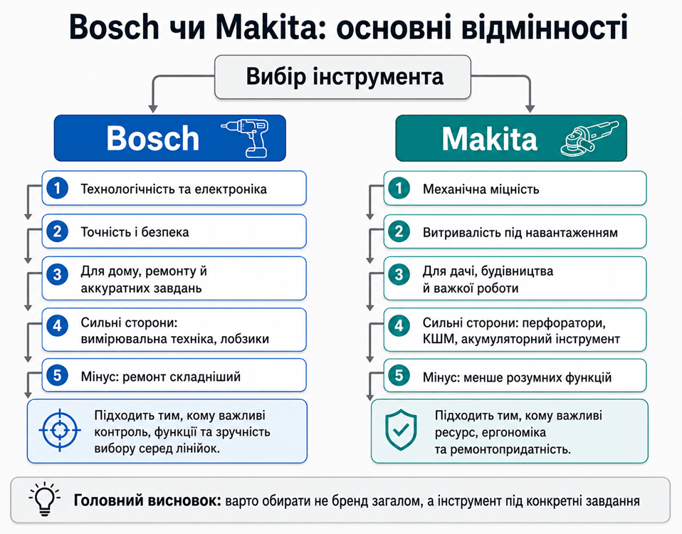 Порівняння Bosch та Makita