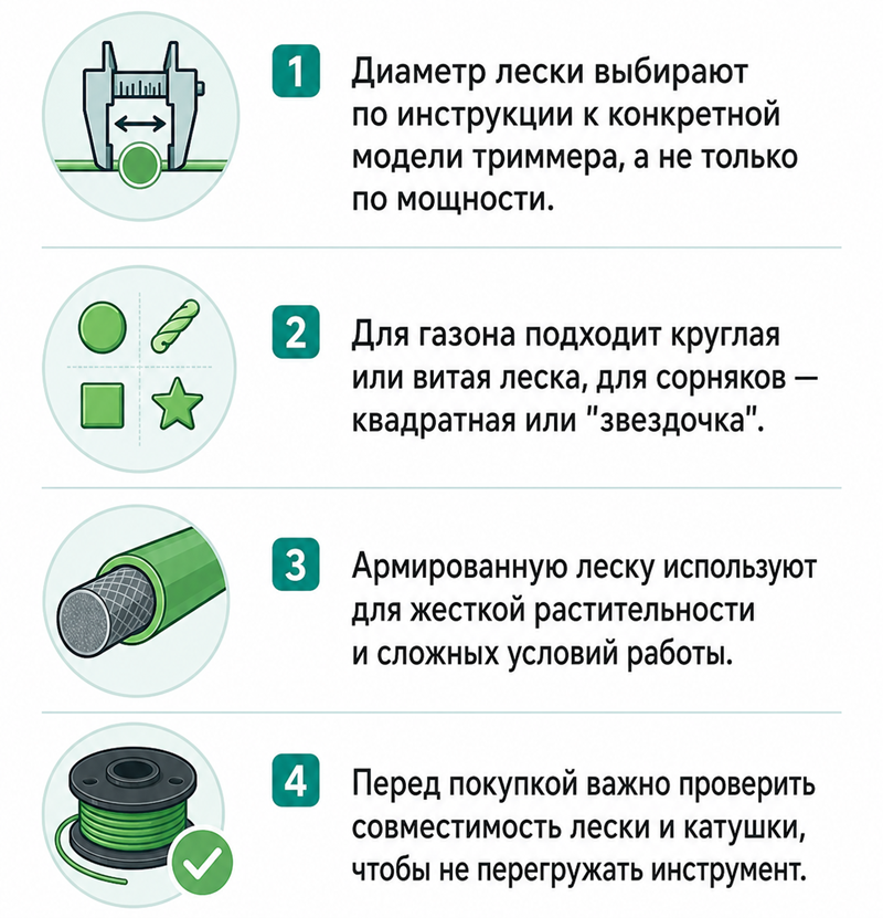 Инфографика по выбору лески